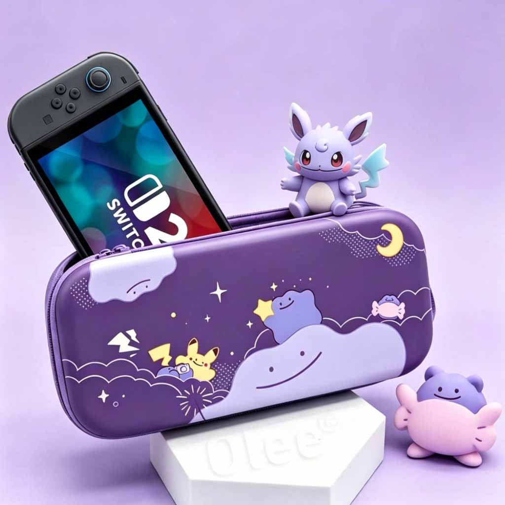 เคส Carring สุดน่ารักสําหรับ Nintendo Switch 2 (2025) กระเป๋าเดินทางเปลือกแข็งแบบพกพาพร้อมช่องเสียบการ์ดเกม 10 ช่อง - Ditto