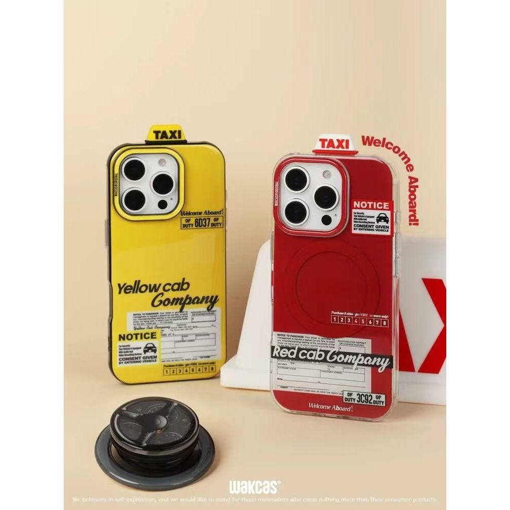 WAKCAS Taxi Design Magnetic 3D Case Compatible iPhone 17 Pro Max 16 Pro Max 15 14 Original Niche กัน