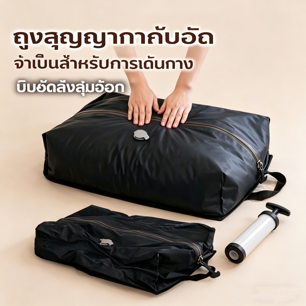 [แจกปั๊มลมฟรี] IP67 ถุงสูญญากาศกันน้ําสําหรับเดินทาง, ถุงบีบอัดสูญญากาศสําหรับเดินทางแบบใช้ซ้ําได้พร้อมปั๊มสูญญากาศ
