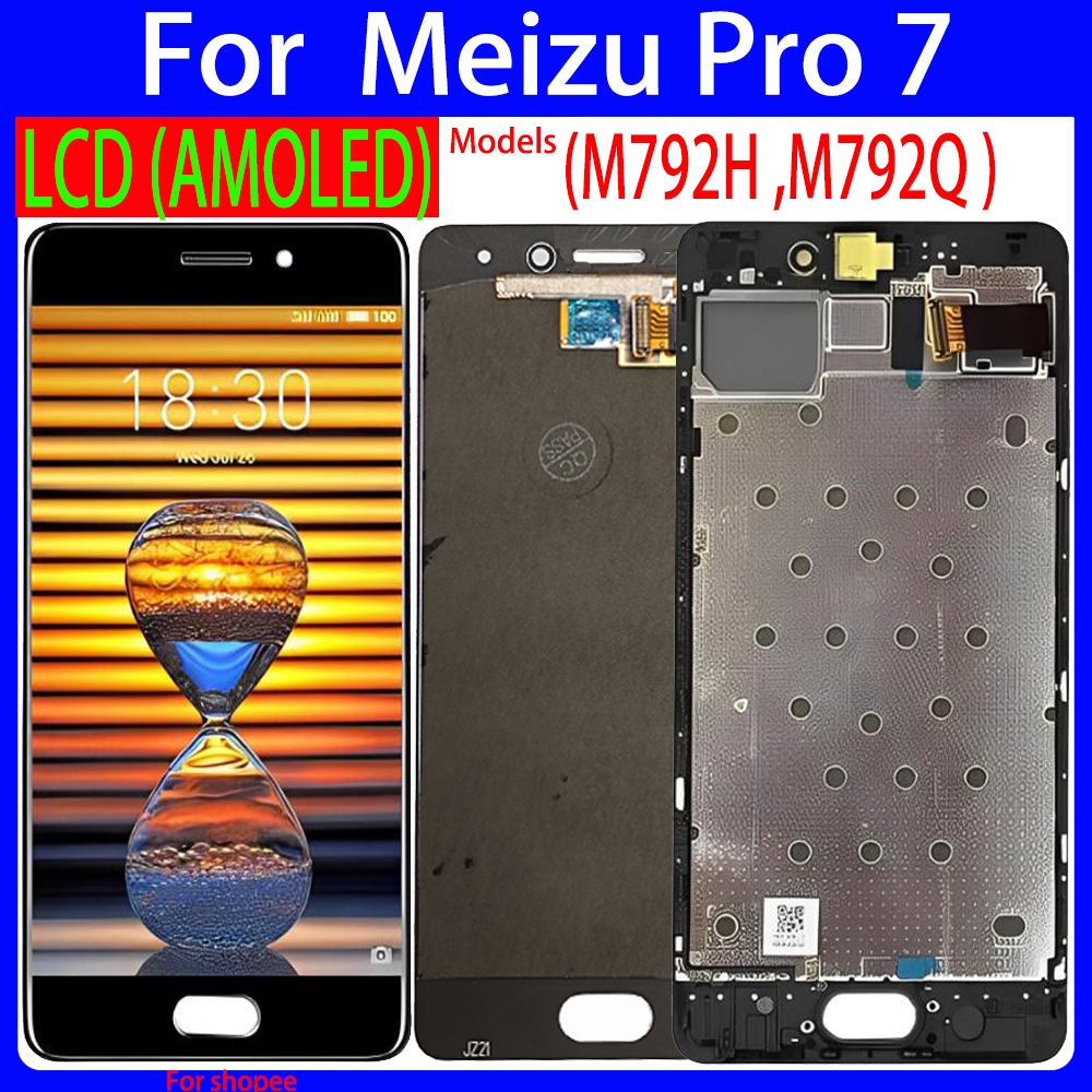MEIZU 5.2 Original AMOLEDสําหรับMeizu Pro 7 LCD M792H M792Qจอแสดงผลหน้าจอสัมผัสกรอบDigitizerเปลี่ยนชิ้นส่วน