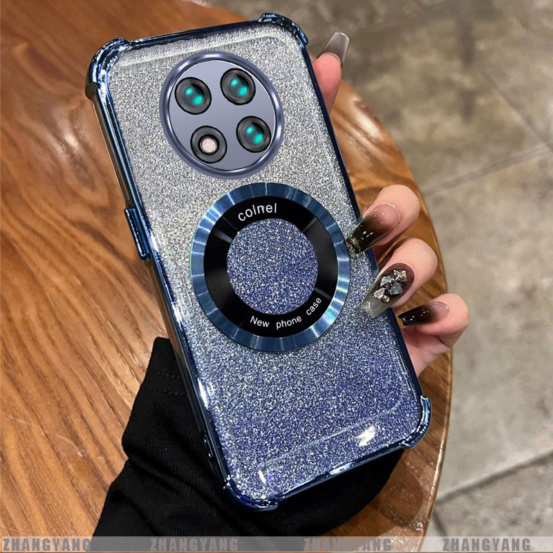 สําหรับRealme 12 5G 12 Pro 5G 12 Pro Plus 5G Electroplatedสี่มุมAnti drop Flashแป้งเคสโทรศัพท์แม่เหล