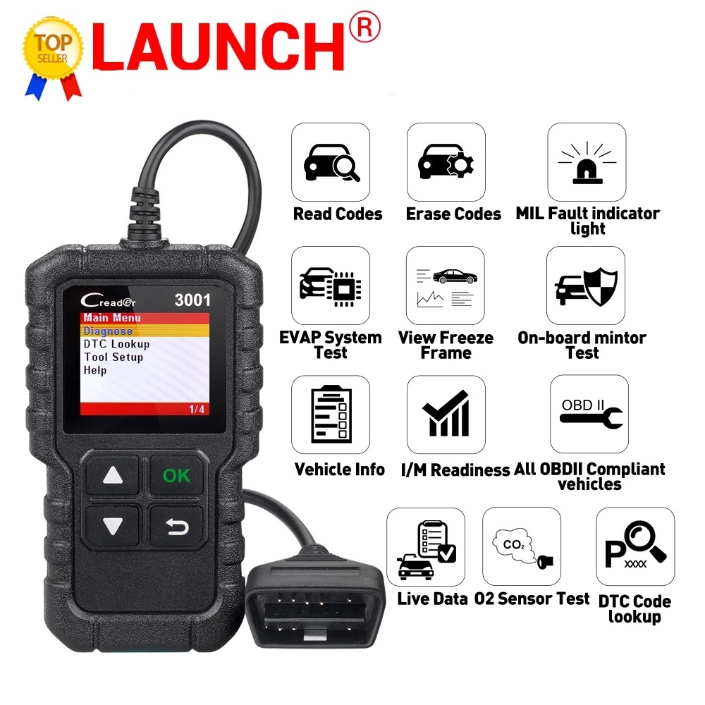 LAUNCH X431 CR3001 Auto Full OBD2/OBDII Code Reader CR3001 รถ Professional OBDII เครื่องสแกนเนอร์ตรว