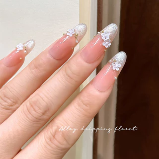 Rou Bao 100 ชิ้นเล็บสีขาวห้ากลีบดอกไม้เรซิ่น DIY เล็บ Art Charms ตกแต่ง