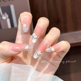 Rou Bao 100 ชิ้นเล็บสีขาวห้ากลีบดอกไม้เรซิ่น DIY เล็บ Art Charms ตกแต่ง