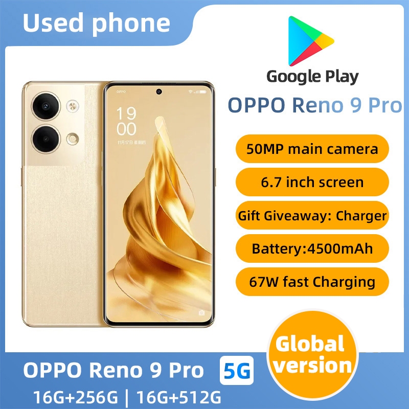 SmartPhone OPPO Reno9 pro 5g 6.7 นิ้ว 64MP กล้อง 16GB+256GB 16GB+512GB โทรศัพท์มือสอง