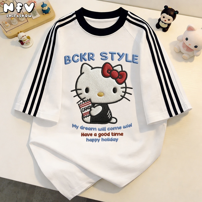 NFV สไตล์เกาหลี✨ลายพิมพ์การ์ตูน  เสื้อยืด Oversized สะดวกสบาย ระบายอากาศ ผ้าฝ้าย YG3247