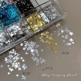 Rou Bao 12 กริดเล็บเลื่อมชุด Polka Dot ดาวผีเสื้อที่มีสีสัน Girly เล็บ Art DIY Charms ตกแต่ง