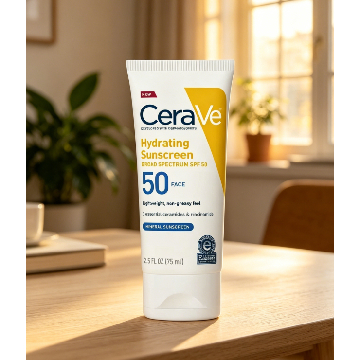 CearVe Hydrating Mineral Sunscreen SPF50 for Face 75ml