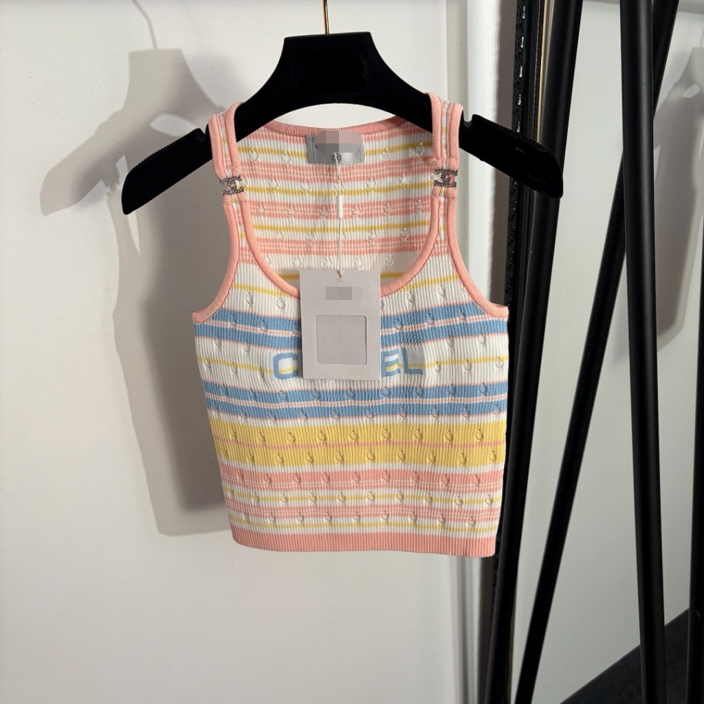ซี ผู้หญิงใหม่เสื้อยืดแขนกุดทีคอกลมถักสําหรับฤดูร้อน0414