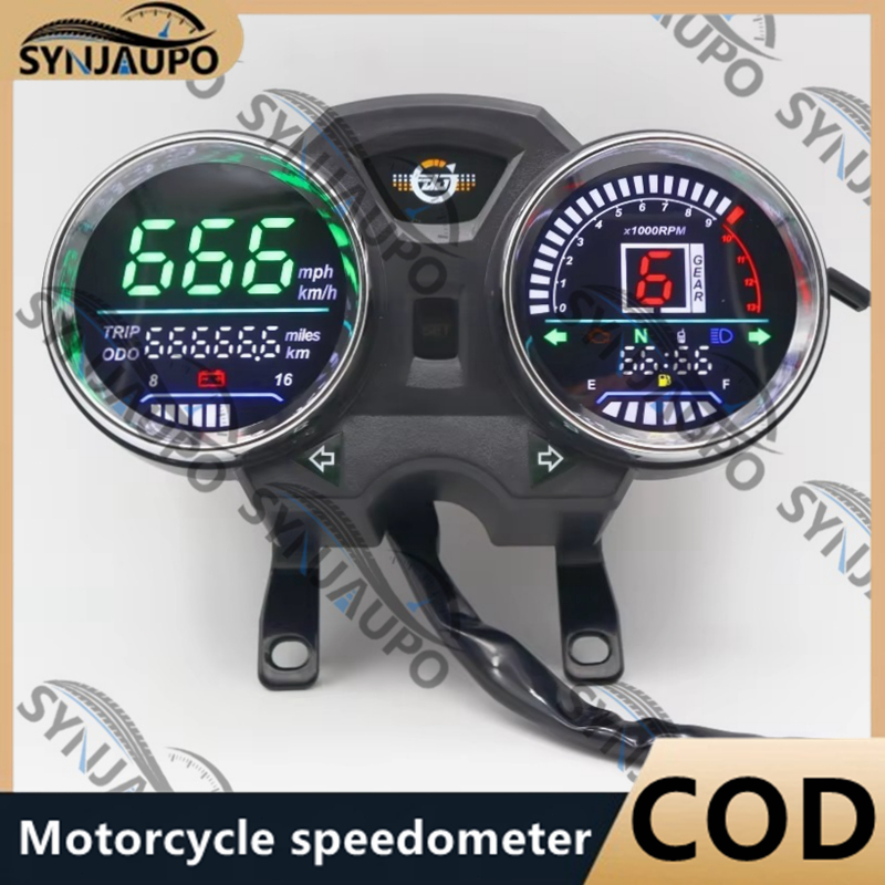 LED Digital Motorcycle Speedometer RPM Dashboard 1-6Gear สําหรับ GN125 GN150 125cc 150cc
