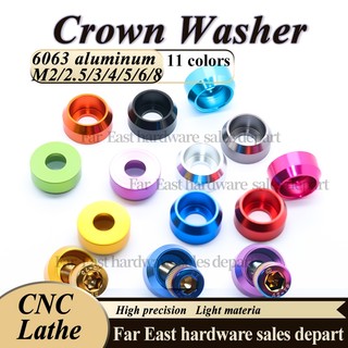 พร้อมสต็อกอลูมิเนียมหัวถ้วยเครื่องซักผ้าถั่ว Crown เครื่องซักผ้า Hex สกรูปะเก็นอลูมิเนียมหลายสีสกรูเครื่องซักผ้า Anode MulticolorM2/2.5/3/4 /5 M6 M8