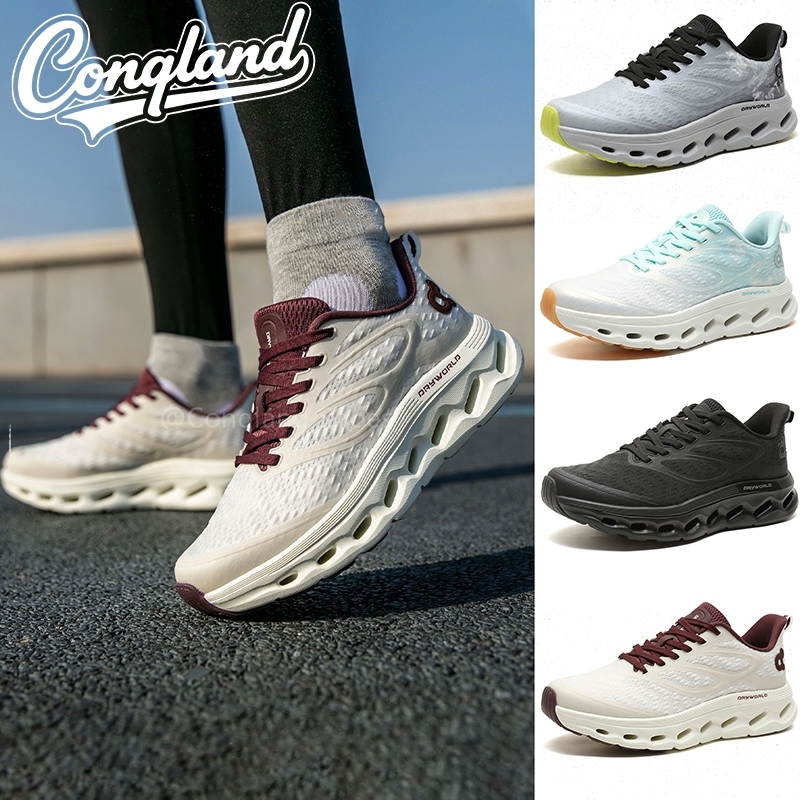 Conqland คองแลนด์ ผู้ชายผู้หญิงรองเท้าวิ่งระบายอากาศเบายืดหยุ่นเบาะลื่นสบายๆกีฬารองเท้าผ้าใบ 772611