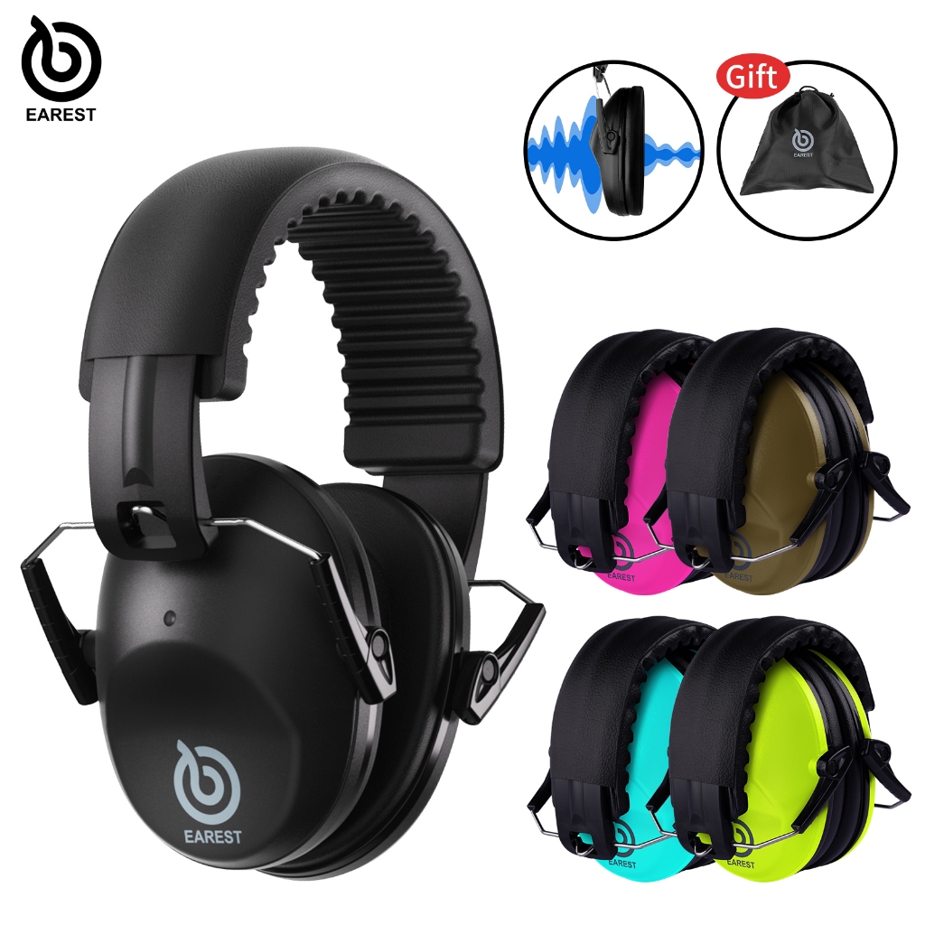 EAREST ครอบหูกันเสียง พับได้ ที่ครอบหูยิงปืน แถมฟรีกล่องเก็บของ ครอบหูลดเสียง Earmuff ได้ยิน Protector Nrr20db เหมาะสำหรับเด็กและผู้ใหญ่