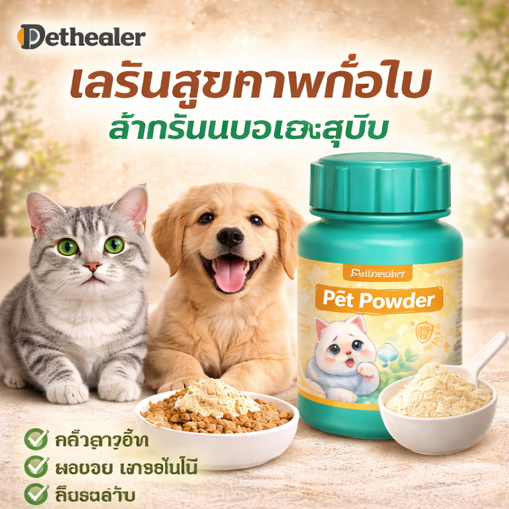 Pethealer ผงเสริมอาหารสำหรับสุนัขและแมว รสไก่ ขนาด 50g พร้อมส่งจากไทย
