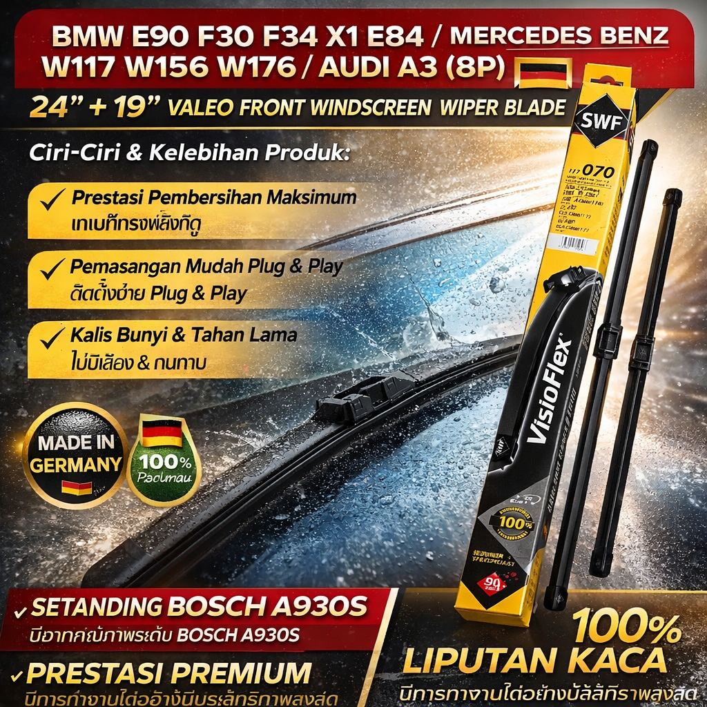 BMW E90 F30 F34 X1 E84 / MERCEDES BENZ W117 W156 W176 | AUDI A3 (8P) BOSCH A930S | ขนาด 24 "+19" VAL
