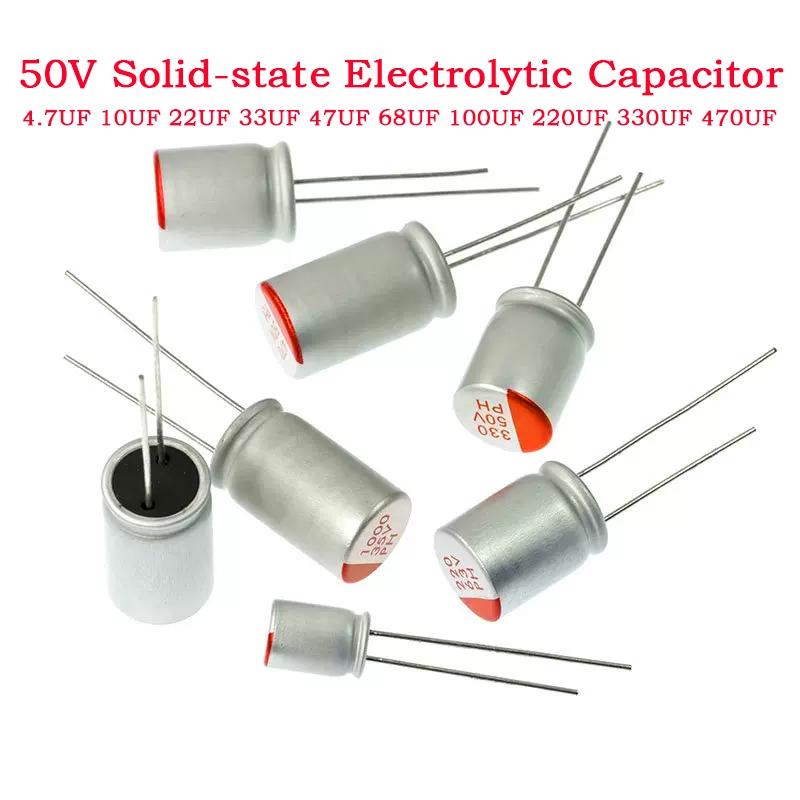 50V Solid State Capacitor 4.7 UF 10UF 22UF 33UF 47UF 68UF 100UF 220UF 330UF 470UF 50V ปลั๊กตรง Solid