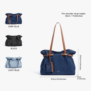 MOSSDOOM Letty bag กระเป๋าสะพายไหล่ ดีไซน์ผ้ายีนส์ ใบใหญ่ จุของได้เยอะ