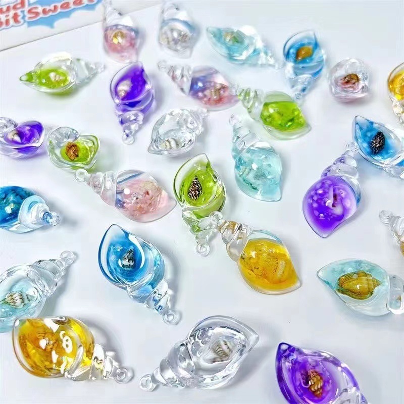10ชิ้นใหม่ลูกปัดอะคริลิที่มีสีสันสังข์รูปร่าง ตัวเว้นวรรค ลูกปัดเด็กตุ๊กตาอุปกรณ์เล่นบ้านของเล่น ฉัน สร้อยข้อมือสร้อยคออุ
