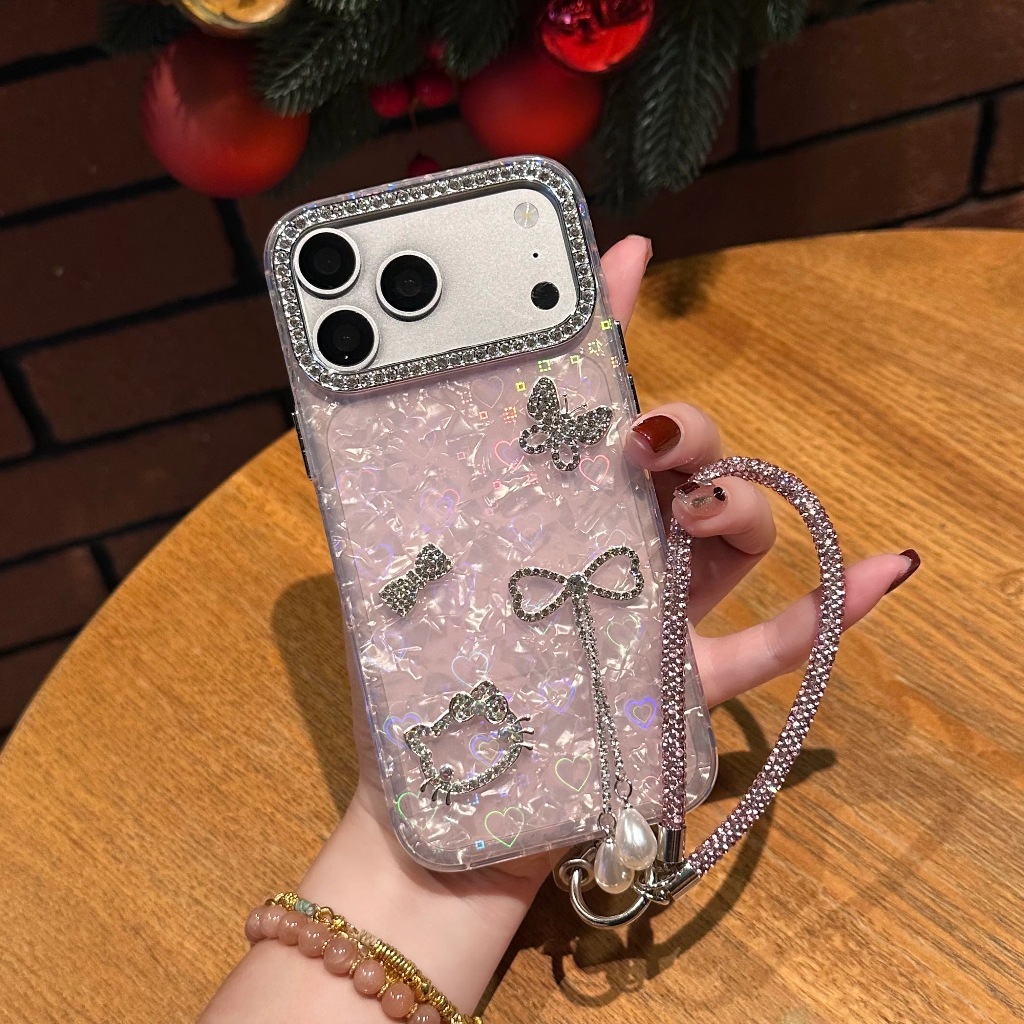 สวย DIY ผีเสื้อการ์ตูนกรณีใช้งานร่วมกับ Iphone 15proamx 14promax 13 pro max 12 pro max 11 16proamx 17 พร้อมฝาครอบโทรศัพท์โซ่