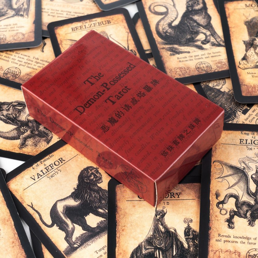 The Demon-Possed Tarot Cards - Goetia Occult Divination Deck - 10.3*6 ซม. 78 Vintage Gothic Demonolo