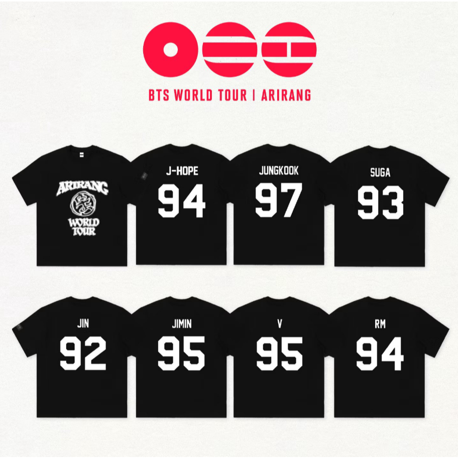 BTS ARIRANG WORLD TOUR สมาชิกวันเกิดจํานวนเสื้อยืด, Bangtan Boys Kpop แฟนสนับสนุนหลวมแขนสั้น Tee, Casual Cotton Tops สําหรับชายผู้หญิง, เกาหลี Idol Streetwear