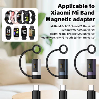 ตัวแปลงการชาร์จแม่เหล็กพร้อม LED Type-C หญิง 2 พินสําหรับ Xiaomi Smart Band 8/9/10/Pro/NFC และ Redmi Watch 5/4/3