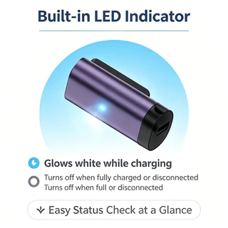 ตัวแปลงการชาร์จแม่เหล็กพร้อม LED Type-C หญิง 2 พินสําหรับ Xiaomi Smart Band 8/9/10/Pro/NFC และ Redmi Watch 5/4/3