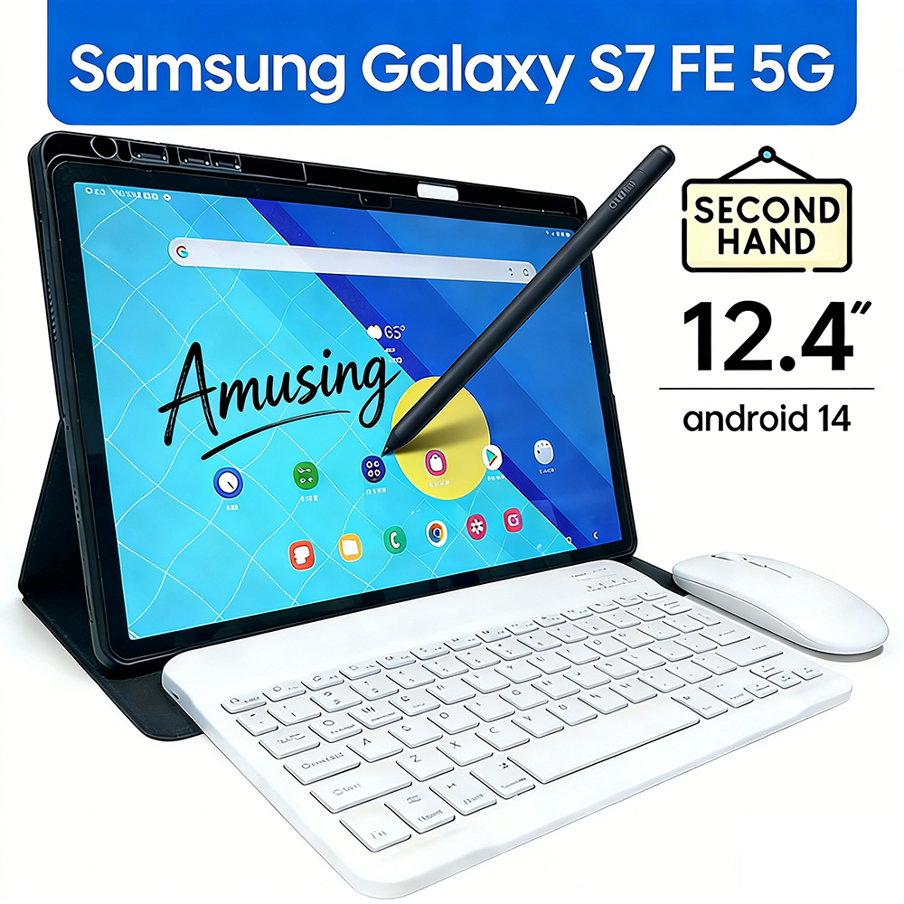 Samsung Galaxy Tab S7 FE 5G 12.4 นิ้วหน้าจอสัมผัสขนาดใหญ่ Spen Android 14 Snapdragon 778G 4+64 Wi-Fi