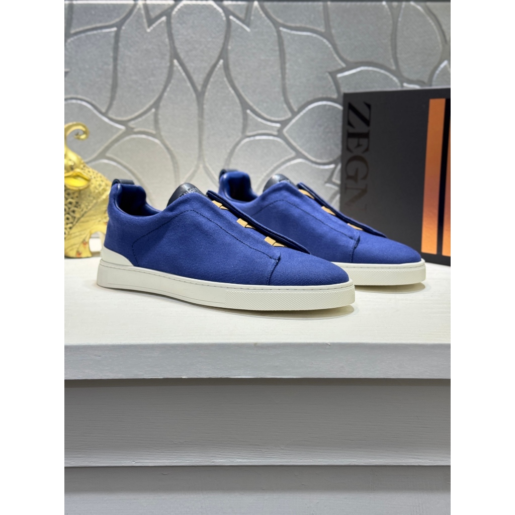 ZEGNA Mens 2026 Spring Fashion Simple Low-Top Casual All-Match Sports รองเท้าผ้าใบ