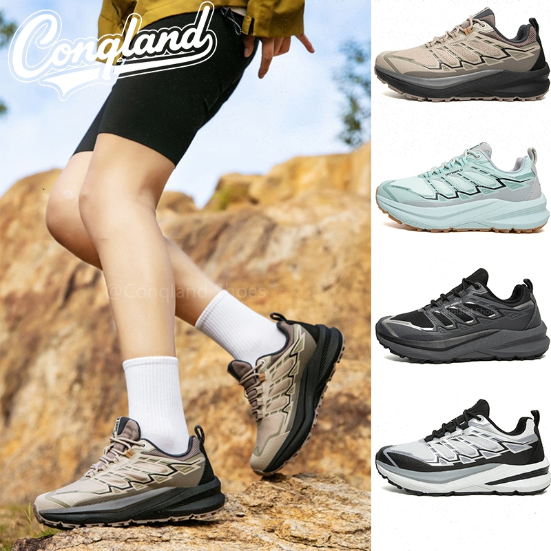 Conqland คองแลนด์ ผู้ชายผู้หญิงรองเท้าเดินป่ากลางแจ้งระบายอากาศน้ําหนักเบาลื่นสวมทนแฟชั่นสบายๆเดินกีฬารองเท้าผ้าใบ 1885