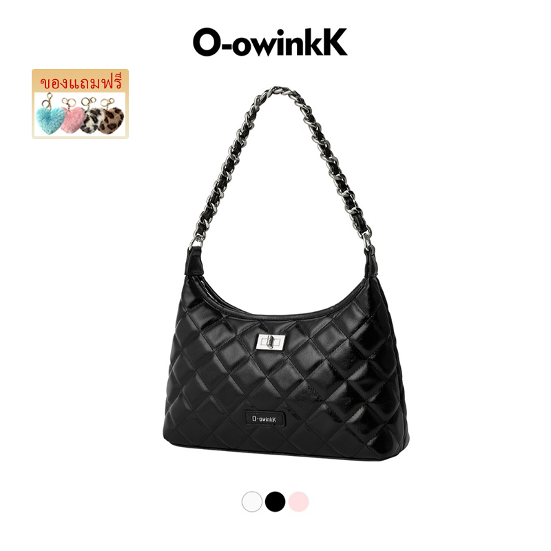 O-owinkK Quilting Bag กระเป๋าสะพายไหล่ผู้หญิง สายโซ่โลหะ ความจุใหญ่ สายสะพายปรับได้