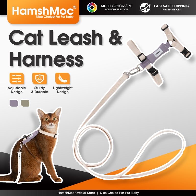 HamshMoc Anti-Escape Cat Harness และ Leash ชุดปรับน้ําหนักเบาลูกแมวลูกสุนัขเสื้อกั๊กทนทานเชือกตะกั่วสําหรับแมวสัตว์เลี้ยง