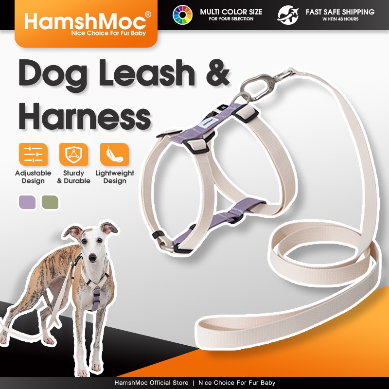 HamshMoc สายรัดสุนัขและสายจูงชุดปรับ Comfort สายรัดหน้าอกสัตว์เลี้ยงเชือกตะกั่วที่แข็งแกร่งพร้อมที่จับนุ่มสําหรับสุนัขอุปกรณ์เดิน