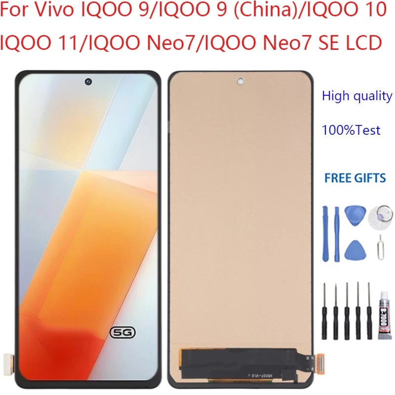 TFT ใช้ได้กับ Vivo IQOO 9 / IQOO 10 / IQOO 11 / IQOO Neo7 / IQOO Neo7 SE จอแสดงผล LCD แบบทัชสกรีน (ไ