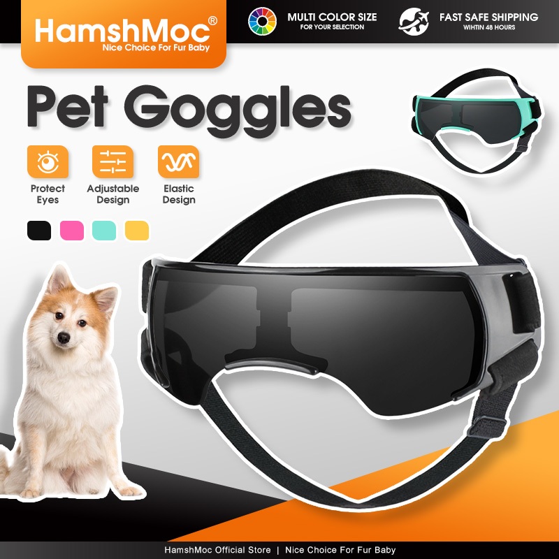 HamshMoc แว่นตาสุนัขมีสไตล์ Sun & Dust Protection Bendable Fit No-Pressure Band Happy Outdoor Adventures