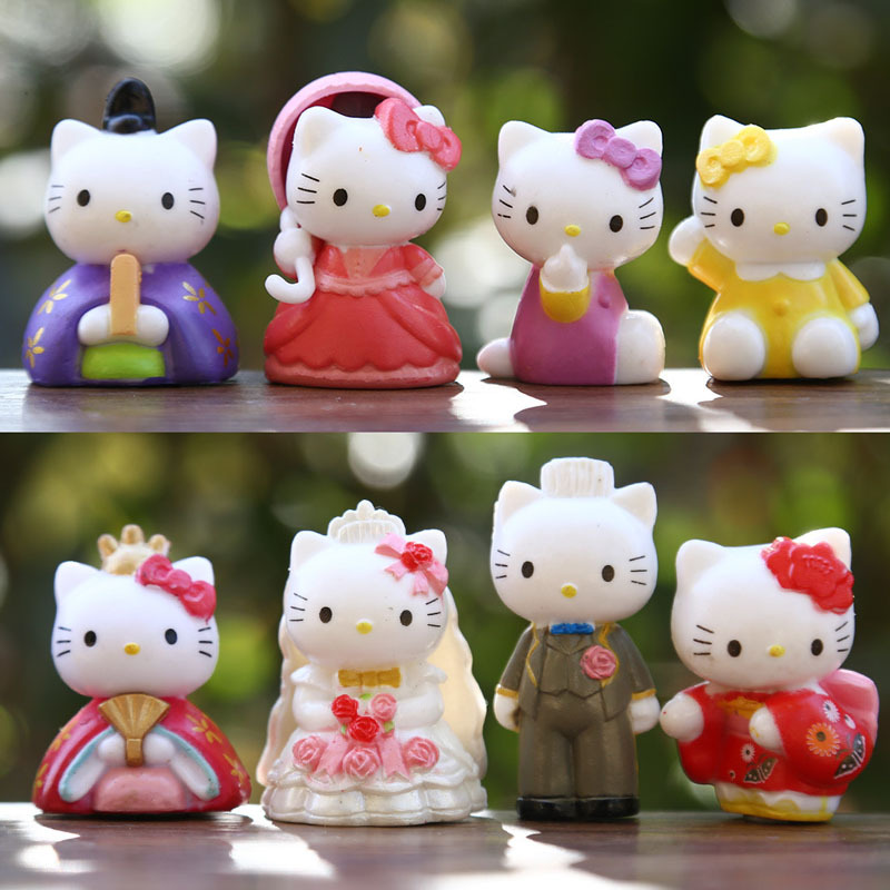 SANRIO 8 ชิ้น 5 ซม.Sanrio Kawaii Hello Kitty การ์ตูน PVC Action Figure น่ารักของเล่นเด็กรถเค้กตกแต่งรุ่นเด็กของขวัญ