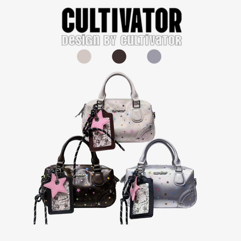 CULTIVATOR กระเป๋าสะพายข้าง/เฉียง ผ้าบอสตันสไตล์วินเทจ สีสันคอนทราสต์ 23x9x14cm น้ำหนักเบา 380g แถมฟรีเคสการ์ด+กล่องของขวัญ