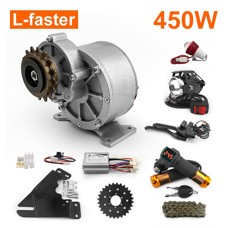L-faster มอเตอร์รถจักรยานไฟฟ้า 24V 450W พร้อมคันเร่งและเซ็นเซอร์เบรก