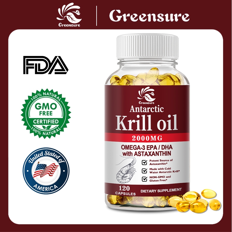 Krill Oil Omega-3 แคปซูลสําหรับ Brain Cognitive Memory Booster & Heart and Joint Health Antioxidant