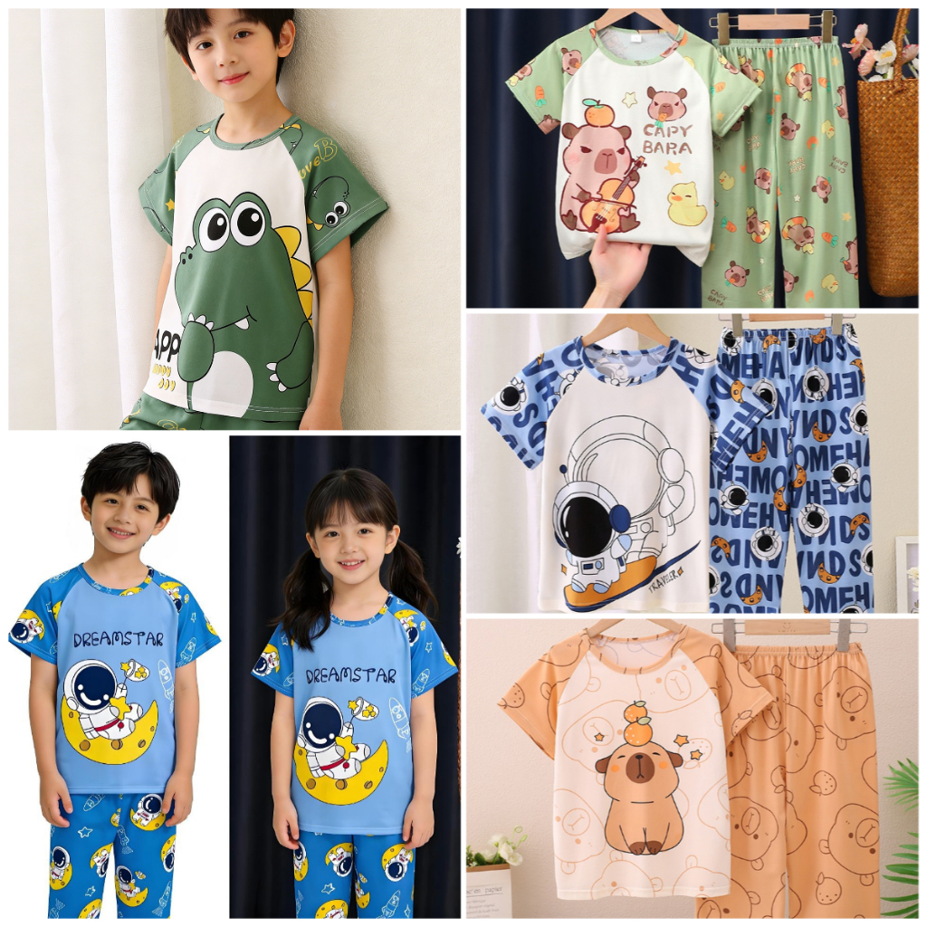 ชุดนอนเด็กผู้ชายหรือเด็กผู้หญิงแขนสั้นคอกลม KT Nightie Teens โพลีเอสเตอร์ Delightful ชุดนอนสําหรับ 9 - 10 ปี