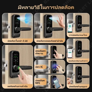 TUYA ใบหน้า 3D ล็อคประตูอัจฉริยะพร้อมออดล็อคปุ่มรหัสผ่านดิจิตอลพร้อมปลดล็อคระยะไกล Wi-Fi สําหรับประตูหลัก/ห้องนอน