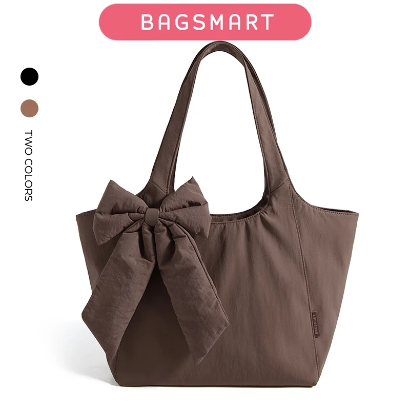 BAGSMART กระเป๋าถือผู้หญิง Tote Bag ผู้หญิง ใบใหญ่ มีซิป น้ำหนักเบา ทนน้ำ มีหลายช่อง สำหรับเดินทาง