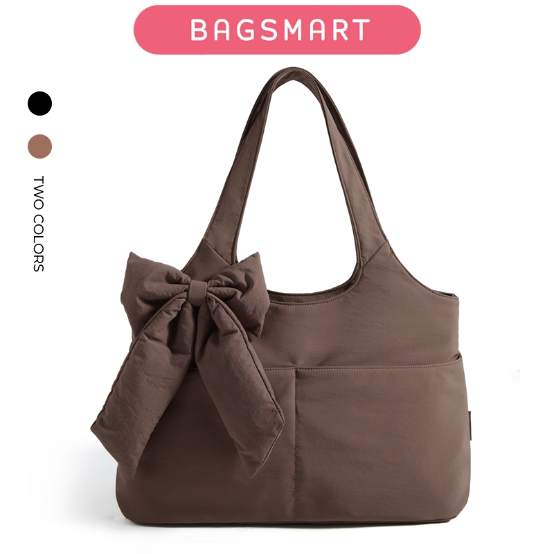 BAGSMART กระเป๋าสะพายไหล่ ผู้หญิง ทรงโท้ท สไตล์มินิมอล น้ำหนักเบา มีช่องกันน้ำ ใส่ทำงาน ช้อปปิ้ง