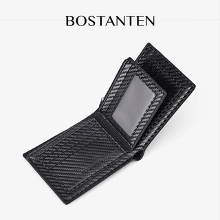 BOSTANTEN Matrix กระเป๋าสตางค์ผู้ชาย ลายคาร์บอนไฟเบอร์ กันรอย ดีไซน์หรู พร้อมกล่องของขวัญ