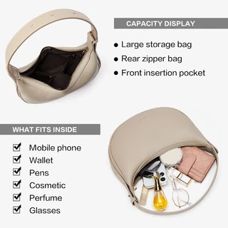 BOSTANTEN Classic Moon Bag กระเป๋าสะพายข้าง กระเป๋าถือ กระเป๋า ของขวัญสำหรับผู้หญิง