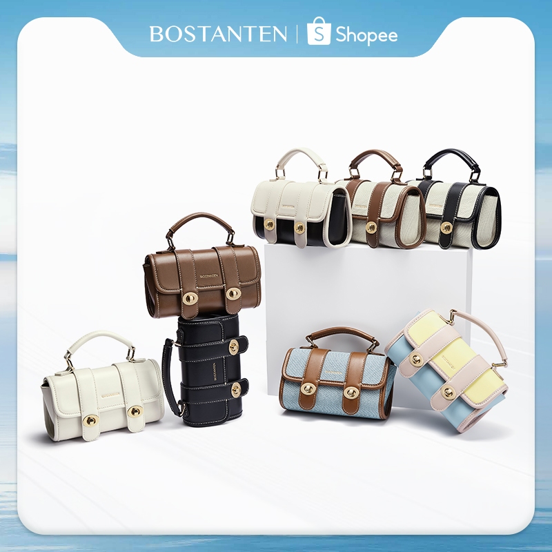 BOSTANTEN Mini Belle แฟชั่นอเนกประสงค์แบบพกพากระเป๋าถือผู้หญิงกระเป๋าสะพายกระเป๋า Cambridge หนัง PU กระเป๋าผู้หญิงของขวัญ