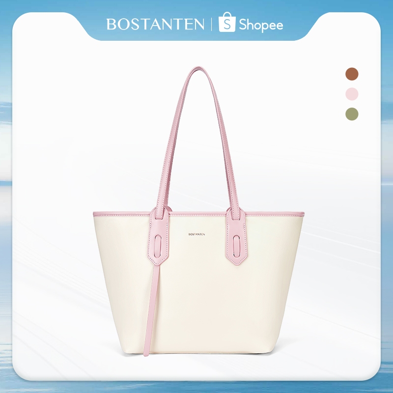 BOSTANTEN กระเป๋าสะพายไหล่ สะพายข้างผู้หญิง หนัง PU ดีไซน์เกาหลี ใบใหญ่ จุของได้เยอะ สไตล์แฟชั่น