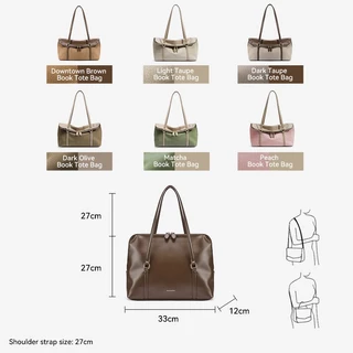 BOSTANTEN Book Tote Bag กระเป๋าสะพายไหล่ผู้หญิง ทรงคลาสสิก ความจุใหญ่ ดีไซน์ทันสมัย สไตล์เรียบง่าย ใช้งานอเนกประสงค์ เหมาะสำหรับทุกโอกาส