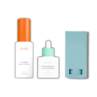 Jane Beauty ซี+คอลลาเจน เซรั่ม 15มล. + คลีนซิ่งสติ๊ก 20ก. สําหรับสิว รูขุมขนขยาย สีผิวไม่สม่ําเสมอ