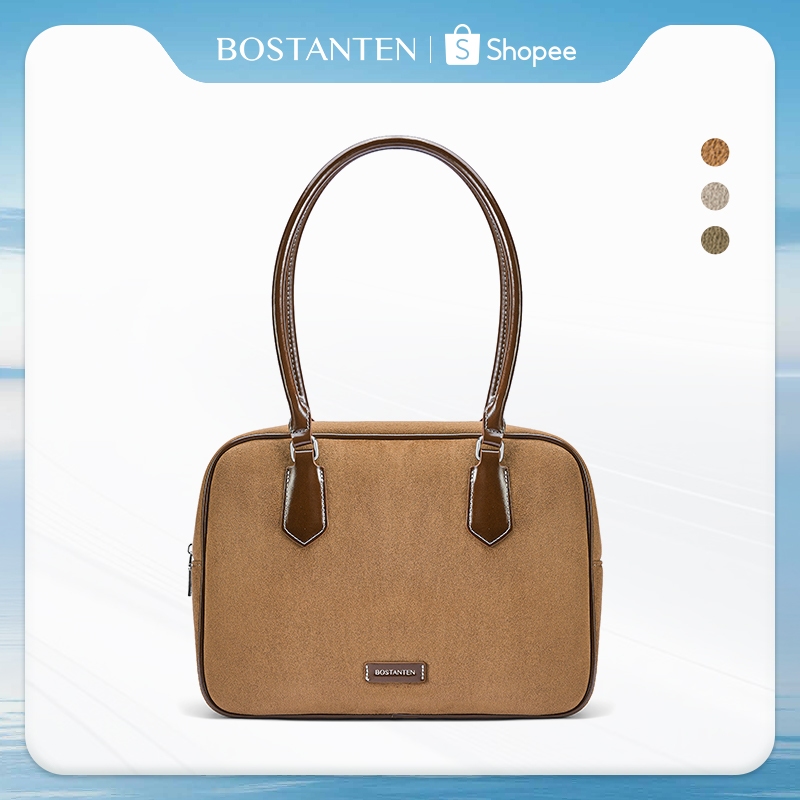 BOSTANTEN Suede Toast Bag กระเป๋าสะพายสุภาพสตรี กระเป๋าถือเด็กผู้หญิง ความจุขนาดใหญ่